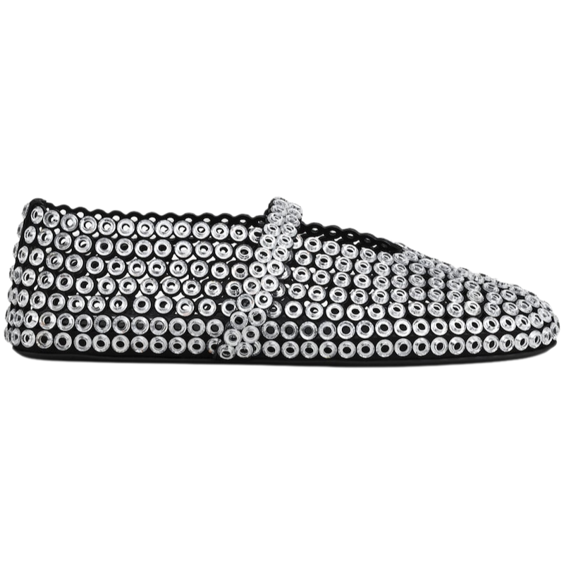Alaïa Suede Glass-Embellished Ballet Flats