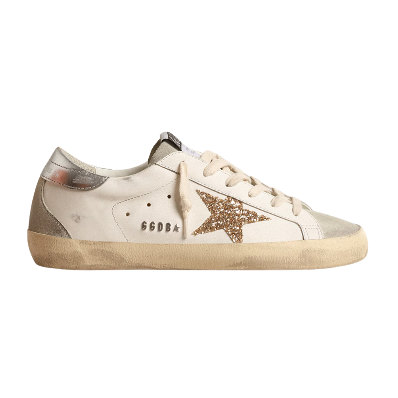 Golden Goose Super-Star – White Ice Gray Gold Glitter