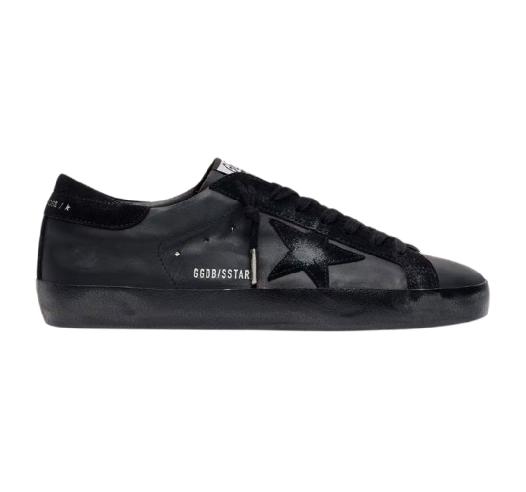 Golden Goose Men's
Super-Star in black nappa with black suede star and heel tab